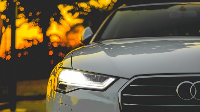 White Audi car front view