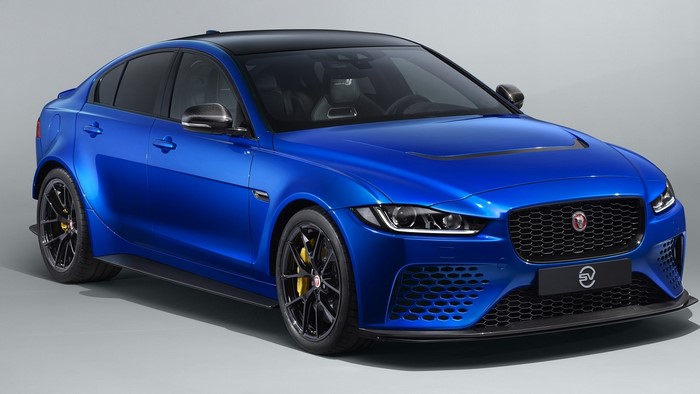 Blue Jaguar XE SV Project 8 Sedan