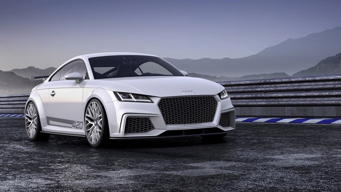 White Audi TT RS 420 on a Racetrack
