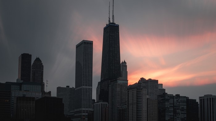 Chicago Skyscrapers at Sunset
