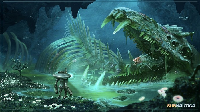Subnautica: Giant Skeleton in Underwater Cave