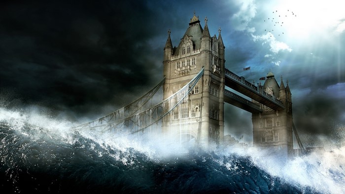 Tower Bridge London during Tsunami