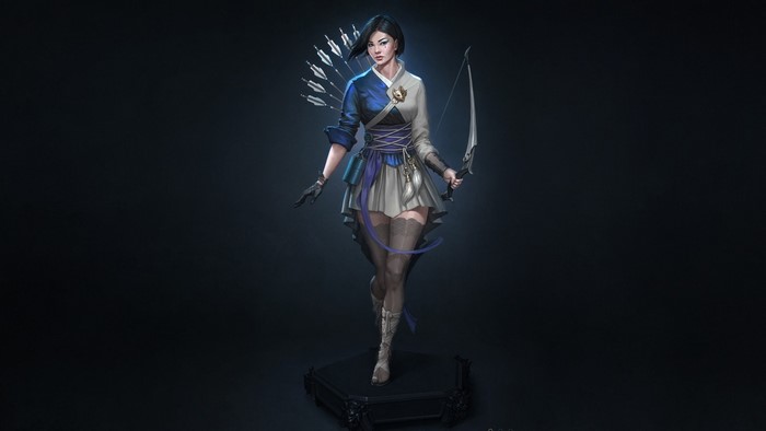 Woman warrior with bow and arrows