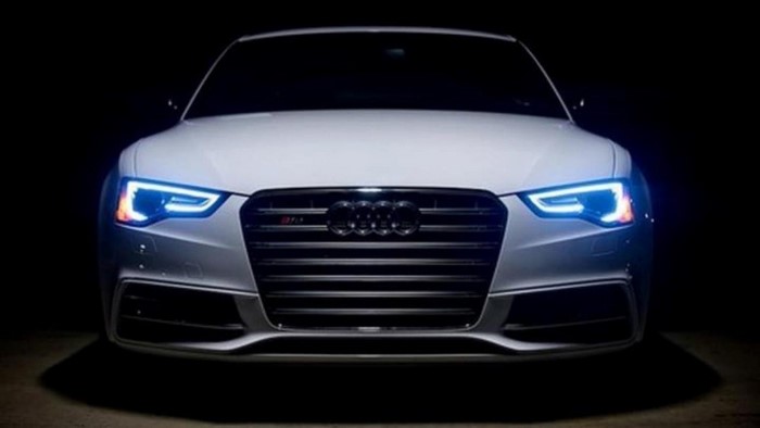 White Audi S5 with Blue Headlights