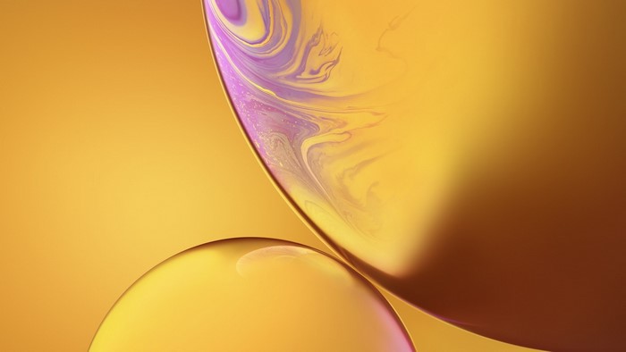 Abstract gold and purple liquid swirls