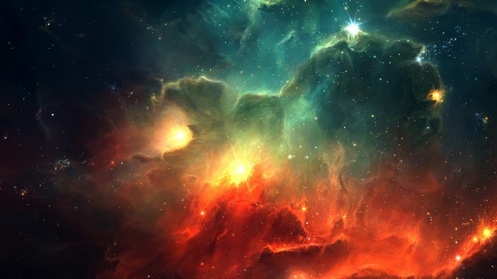 Colorful Nebula with Stars