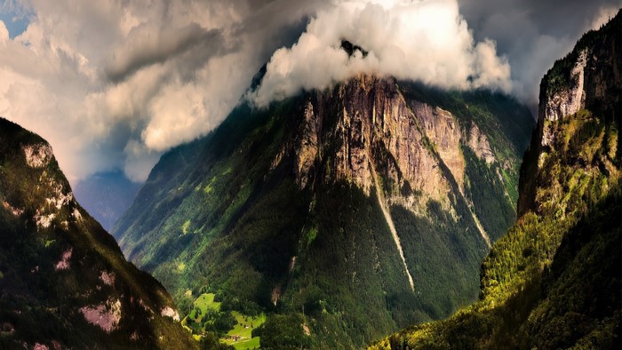 Switzerland mountains with clouds