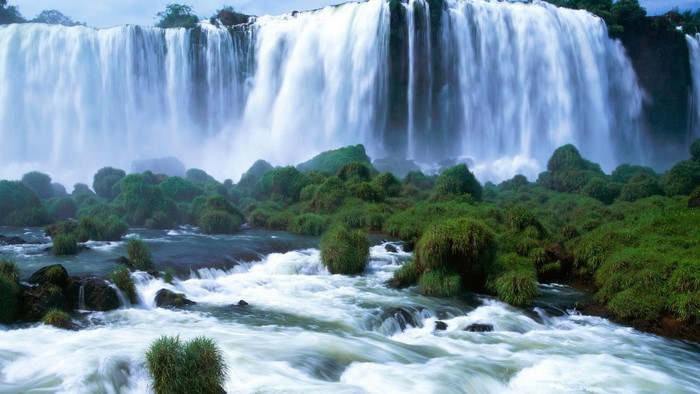 Wide Waterfall with Greenery