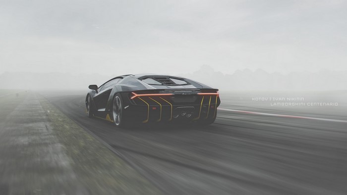 Lamborghini Centenario on a foggy track