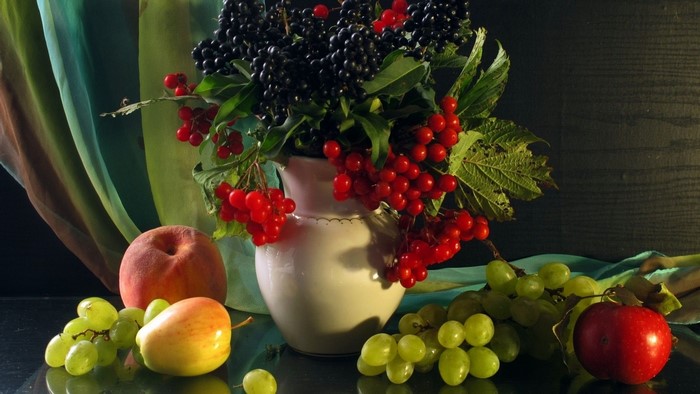 Still life with fruits and berries
