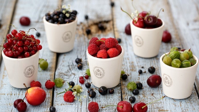 Assortment of Fresh Berries in Pots