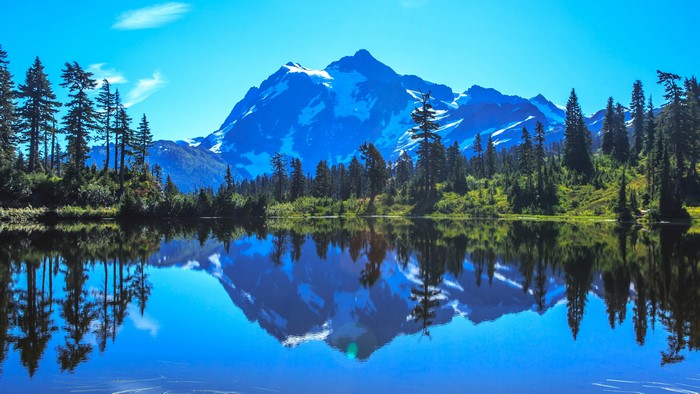 4K Mount Shuksan Reflection in Lake