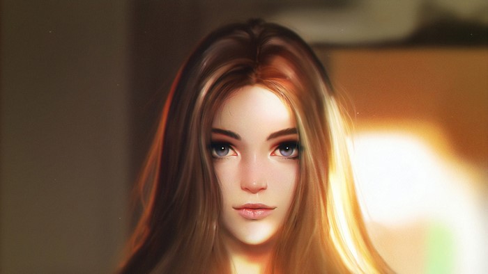 Portrait of a woman with brown hair in afternoon light