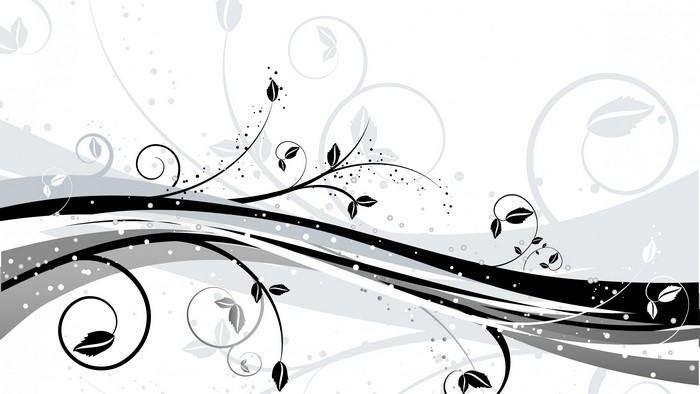 4K White Black Floral Swirls