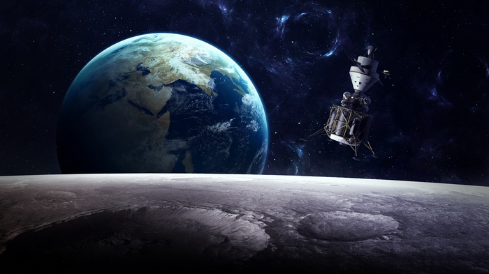 Spacecraft near Earth and Moon