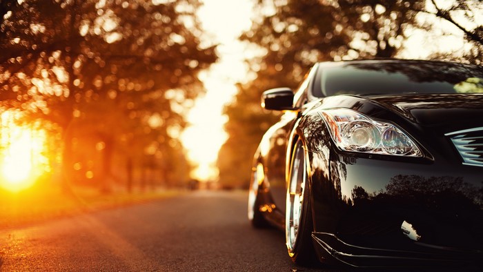 4K Infiniti G37 on a Road at Sunset