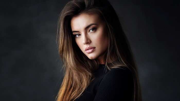 Beautiful woman with long brown hair