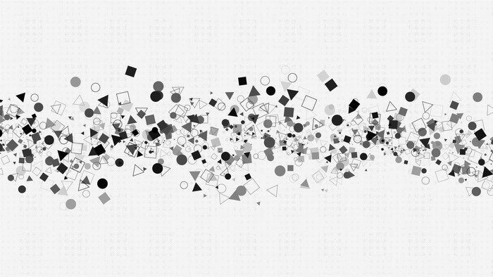 Scattered geometric shapes on a textured background