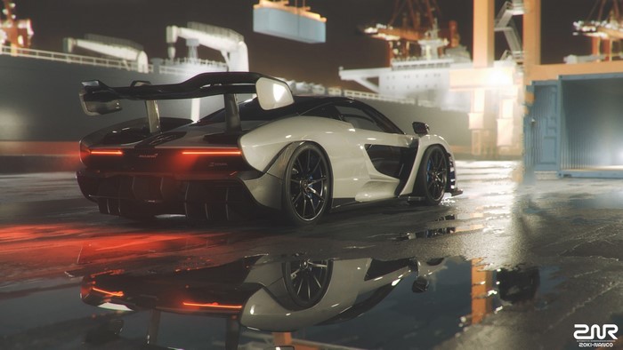 White McLaren Senna in a Port