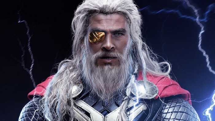 Old Thor with eye patch and lightning
