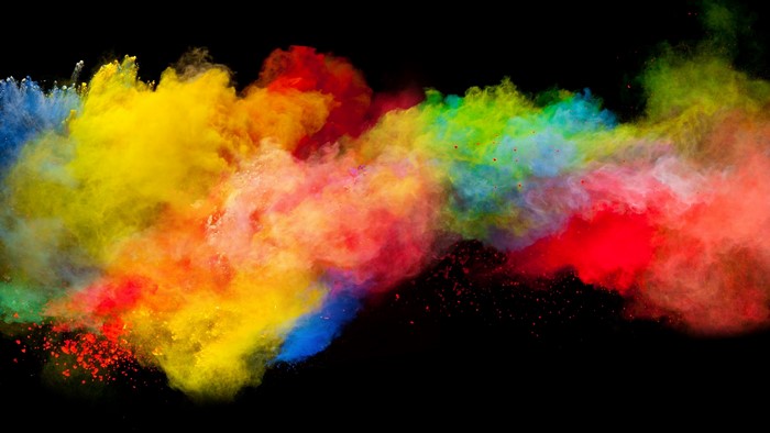 Explosion of colorful powder