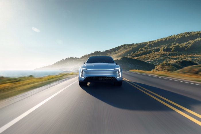 SF Motors SF5 electric car on a coastal road