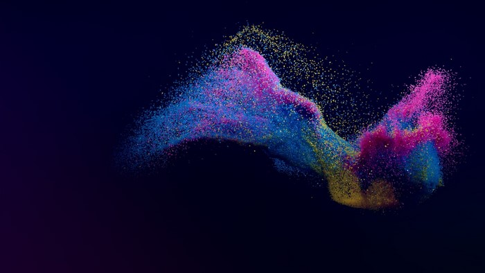 Abstract colorful particles swirling