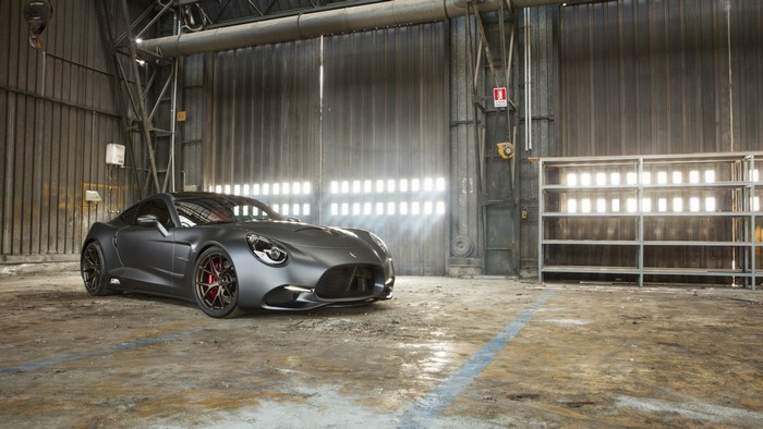 Puritalia Berlinetta sports car in a warehouse