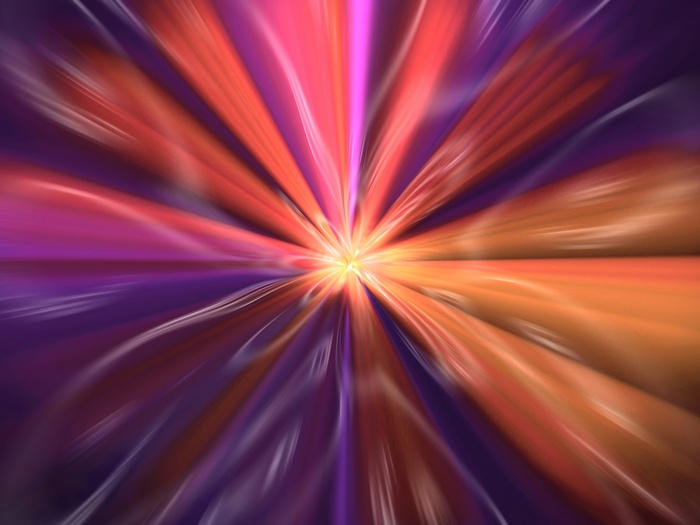 Abstract light burst with purple and orange hues
