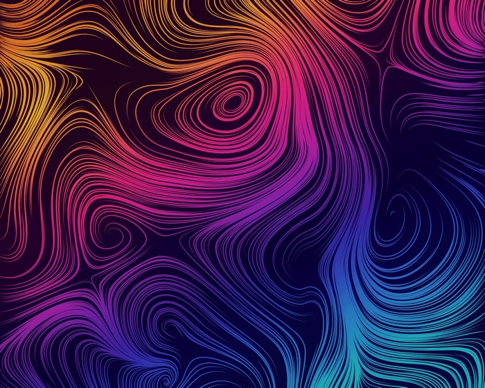 Colorful swirling lines on a dark background