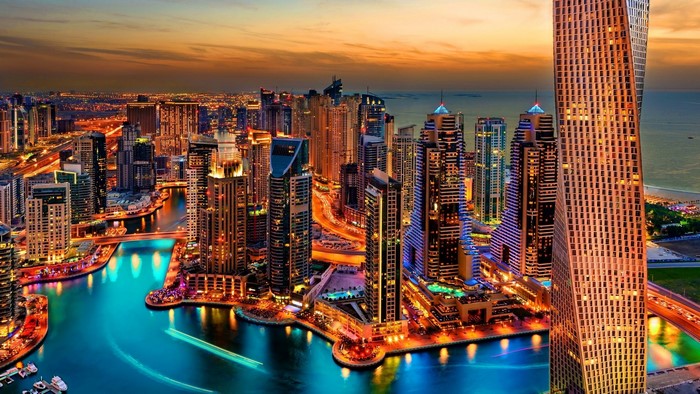 Dubai Marina at sunset