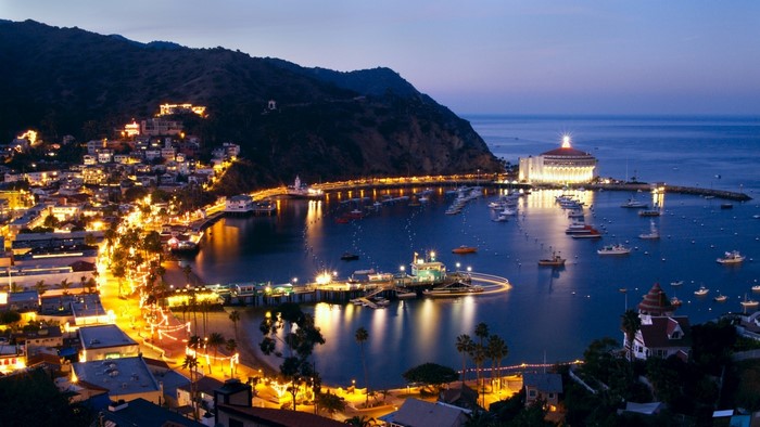 Santa Catalina Island harbor at dusk