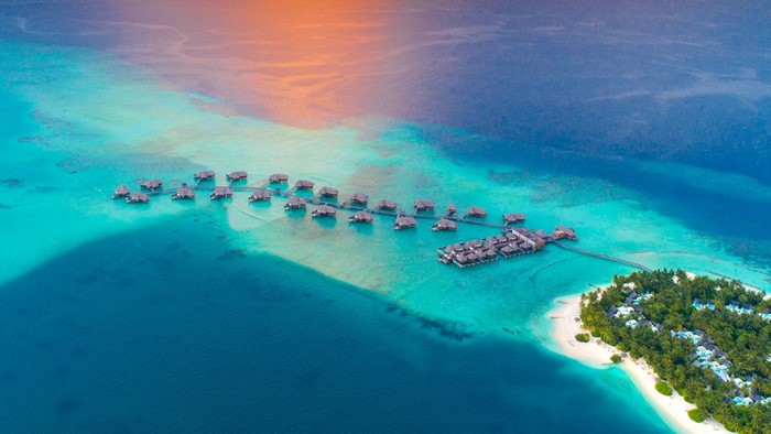 Overwater bungalows in the Maldives