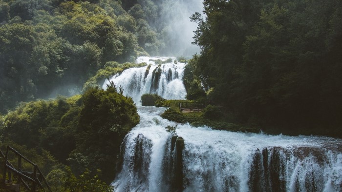 Cascading Waterfall in a Lush Forest