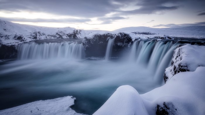 Winter waterfall in Iceland