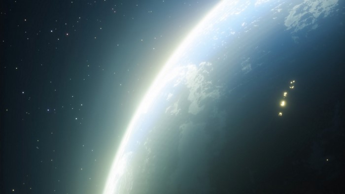 Planet Earth from space with city lights