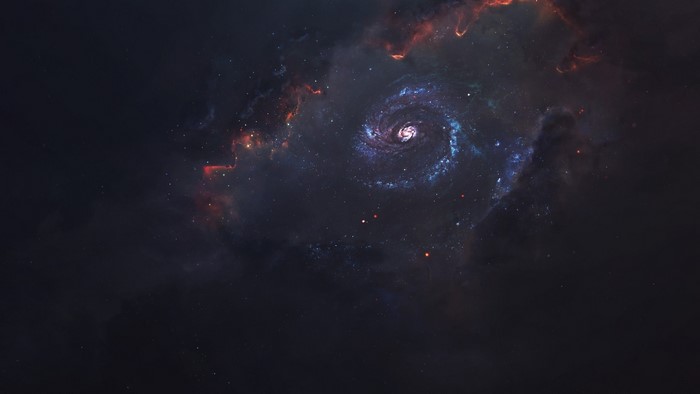 Spiral Galaxy in Nebula