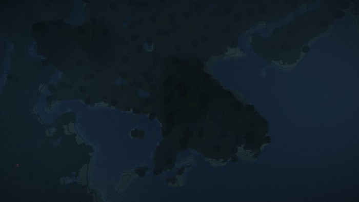 Minecraft world at night with islands and water