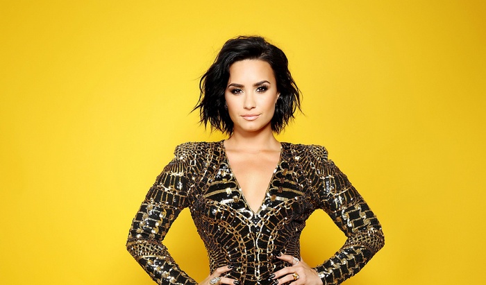Demi Lovato in a sequined dress