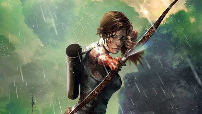 Lara Croft from Tomb Raider with a bow
