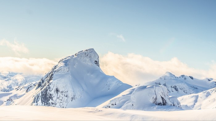 Snowy Mountain Peaks Under a Clear Sky