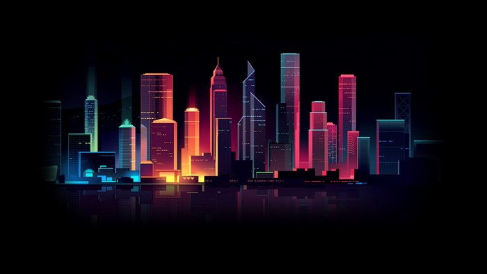 4K Cityscape with Neon Lights