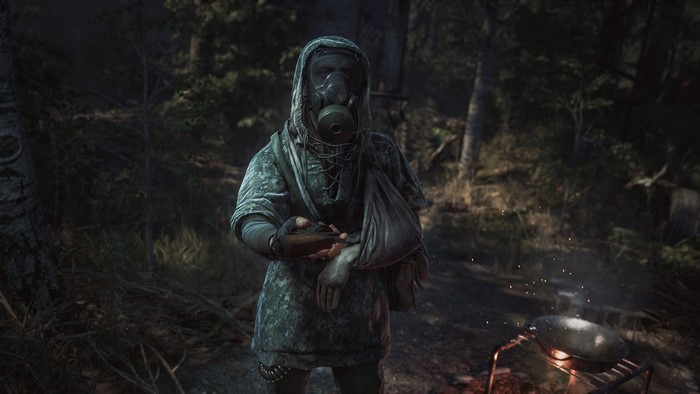 Man in gas mask in Chernobylite