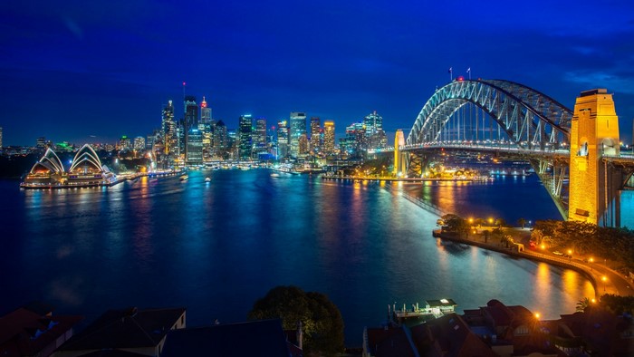 Sydney Harbour Bridge and Opera House at Night