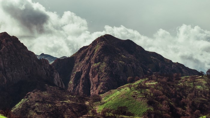 Mountain range with dramatic clouds