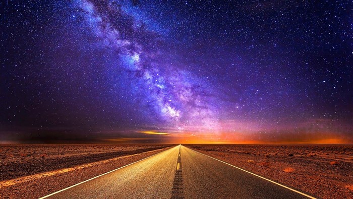 Road under the Milky Way