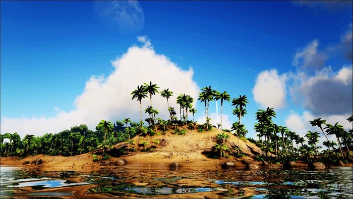 ARK Survival Evolved island with palm trees
