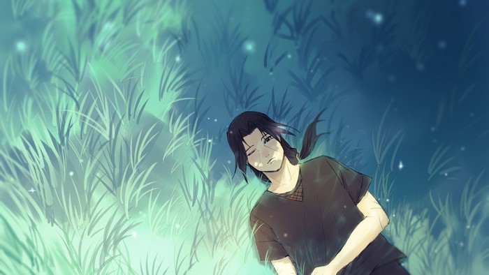 Itachi Uchiha from Naruto lying in grass