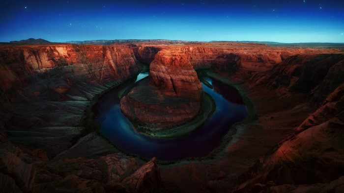 Horseshoe Bend at Night with Stars