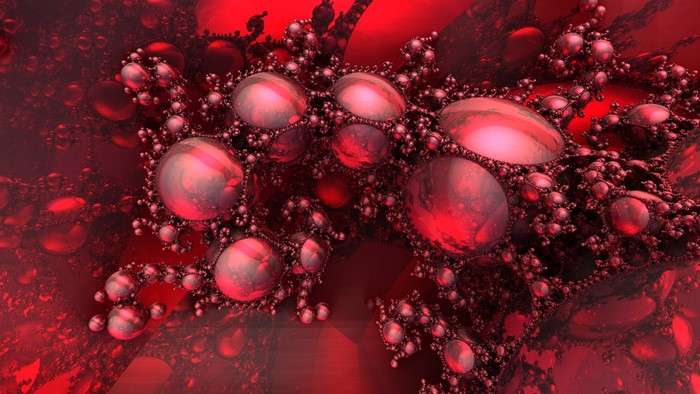 Abstract red fractal with spheres